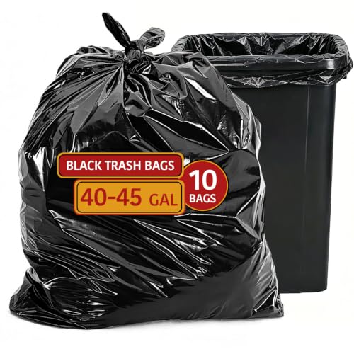 42 Gallon Heavy Duty Trash Bags - 33" X 48" Large Black Waste Bag for Yard, Commerical, Party, Camping, Outdoor Use (10 Count) - size: 10 Count (Pack of 1)