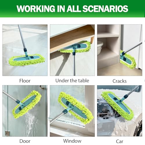 4PCS 14''~16'' Microfiber Dust Mop Pads Compatible with Leifheit 55210,Reusable Mop Refills,Replacent Wet Mopping Pad & Washable Dry Sweeping Cloths for Hardwood Floor/Tile/Marble Cleaning