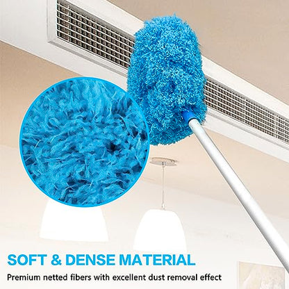 Ceiling Fan Cleaner Duster Reusable Microfiber Ceiling Fan Blade Cleaner Removable Duster with Extension Pole Adjusts 13 to 49.7 Inch for Cleaning Walls Bookshelves Furniture Door Window Top (Blue) - color: Blue