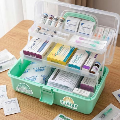 Mifoci Green Ivf Medication Organizer Gift Caddy 3-layer Plastic Dividing Storage Box with Spacers Ivf Meds Must Haves Organize Supplies Womens Home Utility Box - color: Green