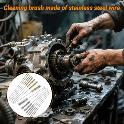 RAWILL 16Pcs Tube Cleaning Brush, Brass Stainless Steel Engine Cleaning Brushes, 12 Inch Long Round Wire Pipe Cleaner for Deep Pipes, Auto Parts, Engine Parts, 8 Sizes - color: 16 PC