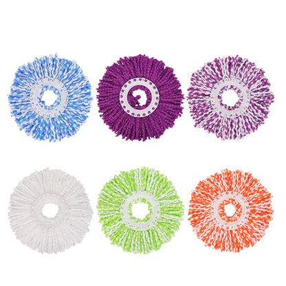 Spin Mop Replacement Heads, 6.3 Inch Microfiber Mop Refills Compatible with Hurricane, Mopnado, Simpli Magic and Other 360° Spin Mop Systems, Round Standard Universal Mop Pads (6 Colors) - color: 6 Colors