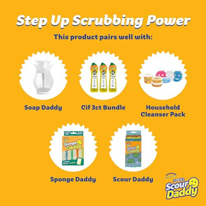 Scrub Daddy Large Steel Scouring Pads - Scour Daddy Steel XL Stainless Steel Dish Scrubber Sponge - Durable, Shred-Resistant Scour Pads - Bulk Kitchen Sponges & Commercial Cleaning Supplies (18 Count) - style: Scour Daddy Steel XL