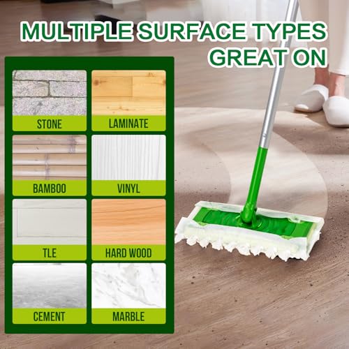 Heavy Duty Dry Sweeping Cloths Compatible with Sweeper Mop, Microfiber Duster Mop Pads Refills for Cleaning Hardwood Floor Dust and Pet Hair, Disposable (100)