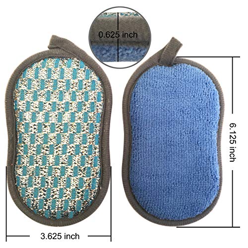 Multi-Purpose Scrub Sponges for Kitchen Scrub-it-Non-Scratch Double-Side Double-Effect Microfiber Sponge Along with Heavy Duty Scouring Power-Effortless Cleaning of Dishes Pots Pans Pack of 6 (Blue) - color: Blue
