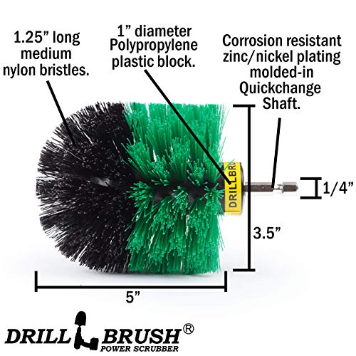 Drillbrush Kitchen Cleaning Supplies - Household Cleaners for Drill - Home Kitchen Scrubbing - Stove Cleaning Tool - Oven Door Cleaner - Pots and Pans Scrubber - Frying Pan Scrubber - Sink Scrub Brush - color: Medium-green