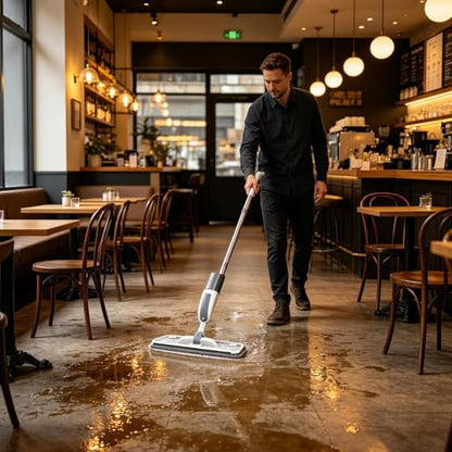 Wet Mop Spray – ABS PP Stainless Steel 120cm | Spray Floor Mop with Washable Microfiber Pad | Dry Wet Cleaning Broom Duster for Kitchen Bathroom Tile Laminate Home Apartment Cleaning Use