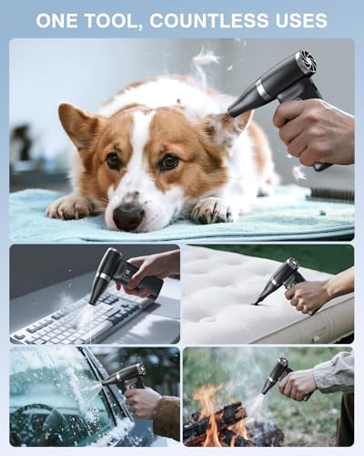 Electric Compressed Air Duster Cordless: 60 MPH High Wind Speed Mini Air Blower for Electronics Portable Computer Cleaner Hand Keyboard Cleaning Powerful Duster for Car, Fans and Other Sences