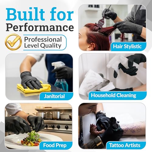 Hand-E Touch Nitrile Black Disposable Gloves X-Large, 50 Count - BBQ, Tattoo, Hair Dye, Cooking, Mechanic Gloves - Powder and Latex Free - style: X Large