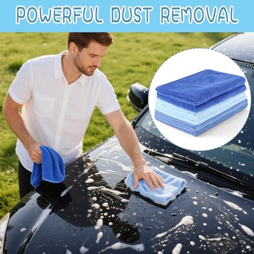 6 Pack Extra Large Microfiber Cleaning Cloths 20"x30", Lint-Free Reusable Towels for Home, Glass, Windows, Office, Kitchen, Bathroom – Mixed Blue - color: Mixed Colors