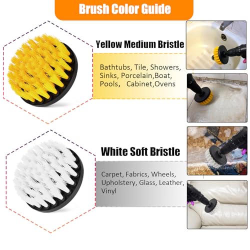 15Pcs Drill Brush Attachment Set, Drill Scrubber Brush Kit Include Soft Drill Wheel Brush, Scrub Pads, Sponge, Drill Cleaning Brush Attachment Set for Car, Bathroom, Tub, Tile, Floor, Grout, Boat - style: 15pcs