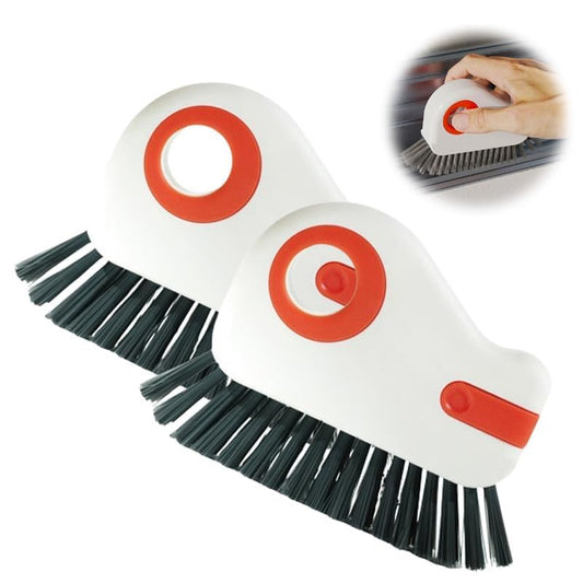 2 in 1 Groove Cleaning Brush, 2025 New Window Track Cleaning Tools, Multifunctional Bristle Crevice Brush with Hidden Scraper for Sliding Door Track Window Seal (Orange 2pcs) - color: Orange 2pcs