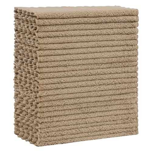 Kitinjoy 24 Pack Kitchen Cloths Dish Towels (7" x 9", Tan), Super Soft and Absorbent Dish Cloths, Nonstick Oil Fast Drying Coral Velvet Microfiber Cleaning - color: Tan, style: 7 x 9 inch- 24 Pack