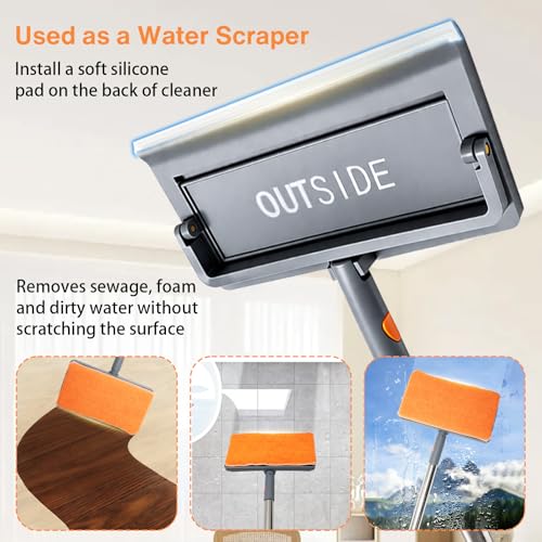 Ceiling Fan Cleaner Duster, 3-in-1 Fan Duster Cleaning Tool with 81'' Extendable Long Handle, Removable Chenille & Microfiber Mop Head Cleaner for Ceiling Fan Blade, Baseboard, Wall, Floor, Window