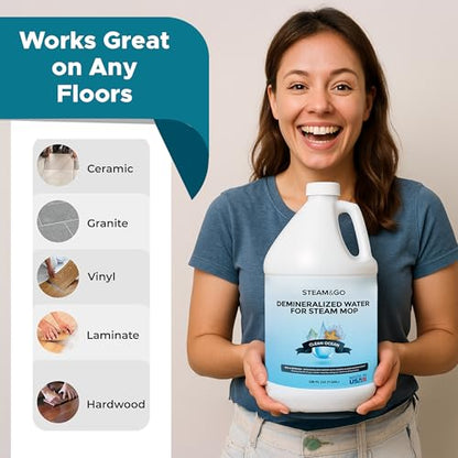 Steam & Go Demineralized Water for Steam Mop – Clean Ocean Scent, 128 fl oz (1 gal) | Scented Floor Cleaner Solution, Ready-to-Use, Compatible with Any Steam Cleaner - size: 1 gallon