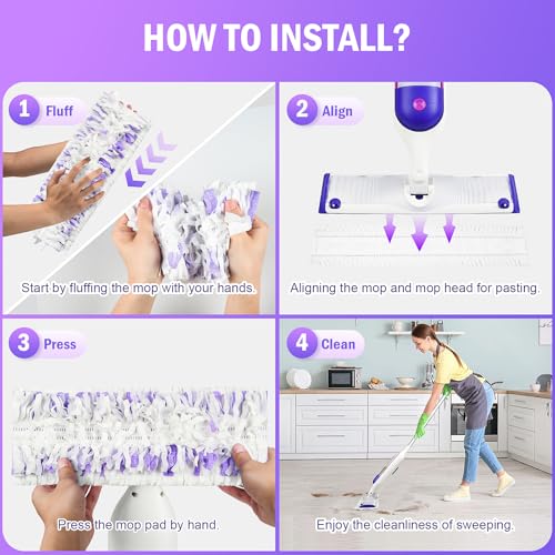 25 Pack Disposable Mop Pads for PowerMop Multi-Surface Floor Mop, Mopping Pad Refills for Floor Cleaning - size: 25*Purple