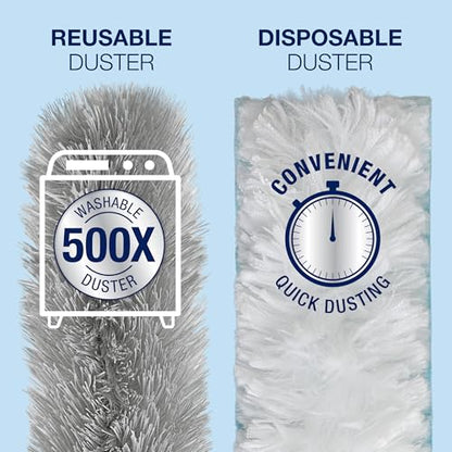 Bona High Performance Dusting System - 1 Compact Handle, 5 Disposable Dusters, & 1 Reusable Duster - Compact Dusting Kit Removes Dust & Pet Hair - style: Compact Dusting Kit