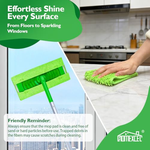 HOMEXCEL Microfiber Mop Pads Compatible with Swiffer Sweeper, 10 Pack | Reusable Machine Washable Pad Refills, Mop Head Replacements for Multi Surface Floor Cleaning
