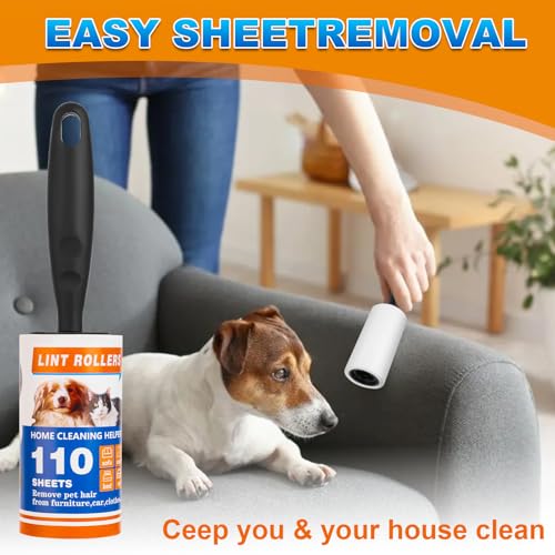 Lint Roller 220 Sheets with 1 Handle, Pet Hair Remover for Laundry, Extra Sticky Lint Rollers for Pet Hair on Clothes, Furniture & Car - Dog & Cat Hair Removal Tool - size: 220 Sheets with 1 Handle