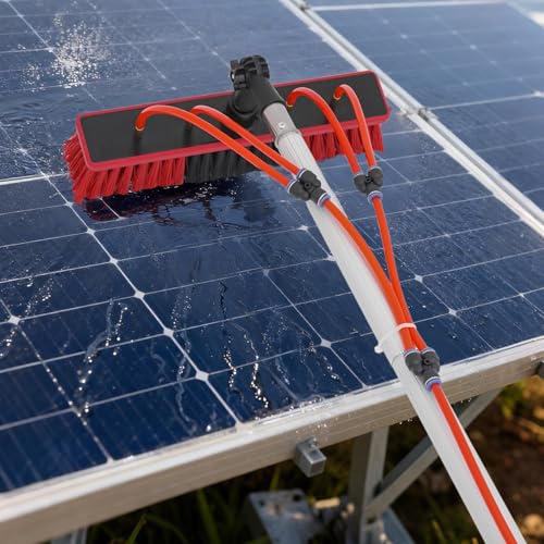 22.97 FT Solar Panel Cleaning Kit, Window Cleaning System, 20M Hose & BrushHead, Washing Equipment Window Cleaner Tool Water Fed Pole Kit for Roof Caravan Solar Panel - size: 7m/22.97ft