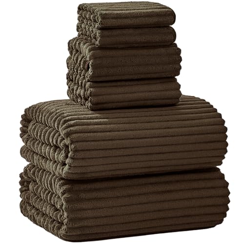 Extra Large Bath Towel Set of 6 (40"x80"),Oversized Bath Sheet Super Soft Highly Absorbent Microfibers Quick Dry Luxury Shower Towel for Bathroom Spa Gym Hotel Yoga (Brown, 6Piece) - color: Brown, size: 6Piece Towel Set