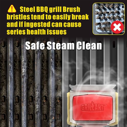 GRILLART Grill Brush Bristle Free, Replaceable BBQ Cleaning Pad (No Handle), Safe Replacement Cleaning Pad/Head for Cast Iron/Stainless Steel Grates - Deep-Reach - color: Yellow