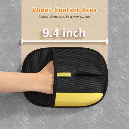 Pet Hair Remover - 2025 New Electrostatic Magic Brush Pet Hair Remover Glove, Reusable Cat & Dog Hair Remover Tool for Clothing, Couch, Furniture, Carpet, Car Seat, Cat Grooming Glove, 2 PCS - color: 2pcs-Black Yellow
