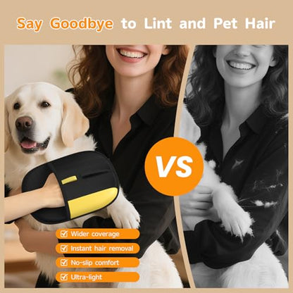 Pet Hair Remover - 2025 New Electrostatic Magic Brush Pet Hair Remover Glove, Reusable Cat & Dog Hair Remover Tool for Clothing, Couch, Furniture, Carpet, Car Seat, Cat Grooming Glove, 1 PCS - color: 1pcs-BlackYellow