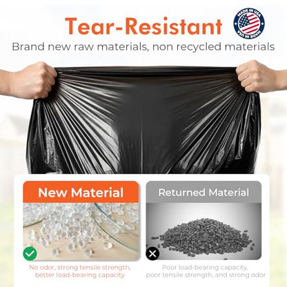 Delxo 55-60 Gallon Trash Bags, 150 Count, 40×54'' Large Black Garbage Bags – Light-to-Medium Duty Star-Seal Can Liners for Commercial, Lawn and Leaf Bags – Bulk Value Pack, Made in USA - color: 60Gal-150Ct(Black)
