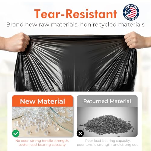 Delxo 40-45 Gallon Trash Bags, 125 Count, 40×48'' Large Black Garbage Bags – Light-to-Medium Duty Star-Seal Can Liners for Home, Kitchen, Yard & Office – Bulk Value Pack, Made in USA - color: 45Gal-125Ct(Black)