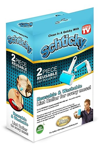 Schticky Lint Roller Set - Reusable & Washable Lint Roller Cleaner for Clothes Sofa Furniture Car Cat Dog Hair - Clean in a Quicky with Schticky (2 Piece)