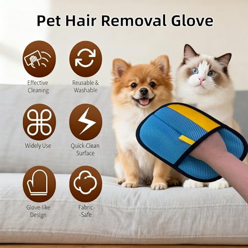 Purepath Hair Removal Glove, Pet Hair Removal Glove for Dogs & Cats Reusable Magic Brush Cat Hair Remover ,Pure Path Yomi Pet Hair Remover Glove Tool for Carpet,Clothes,Car Mats,Couch,Bed,Furniture