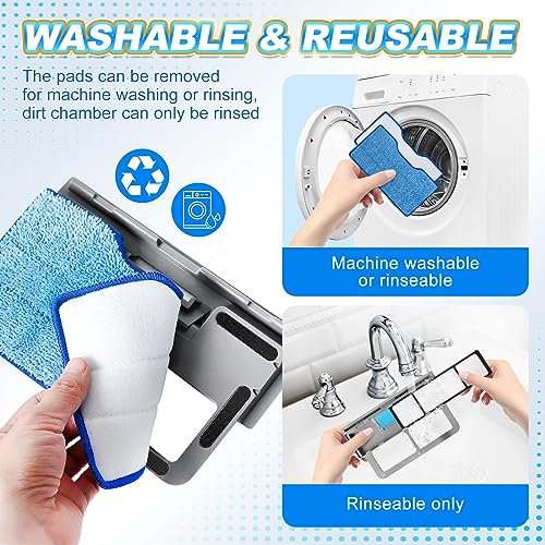 KEEPOW Reusable Mop Replacement Pads Compatible with Shark Vac Mop VM252 VM200 VM401 VM180 VM252GN VC205 VM250, Vacuum Mop Pads Refills for Hardwood Floor with Upgraded Dirt Chamber, Blue, 6+4+2 Pack - color: 6+4+2 Pack(blue)