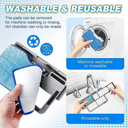 KEEPOW Reusable Mop Replacement Pads Compatible with Shark Vac Mop VM252 VM200 VM401 VM180 VM252GN VC205 VM250, Vacuum Mop Pads Refills for Hardwood Floor with Upgraded Dirt Chamber, Blue, 6+4+2 Pack - color: 6+4+2 Pack(blue)