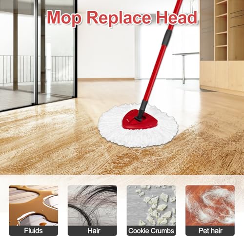 Mop Heads Replacement for Ocedar, Mop Replace Head for Ocedar EasyWring 1 Tank, Microfiber Spin Mop Refills, Include 5 Spin Mop Replacement Head Deep Cleaning Machine Washable with 2 Scrubber Mop Head - color: White-5 Mop Heads&2 Scrubber