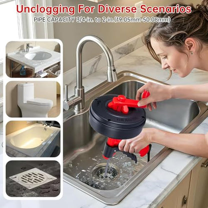 Drain Snake Hair Drain Clog Remover,Drill Attachment Toilet Snake for Bathroom Kitchen Tub Shower Drain Clog Remover with Gloves Hair Clog Remover with Drill Adapter（25ft/7.5M-Black） | Bathroom and Shower Sink Duty Pipe Drain Clog Remover for Bathtub Drai