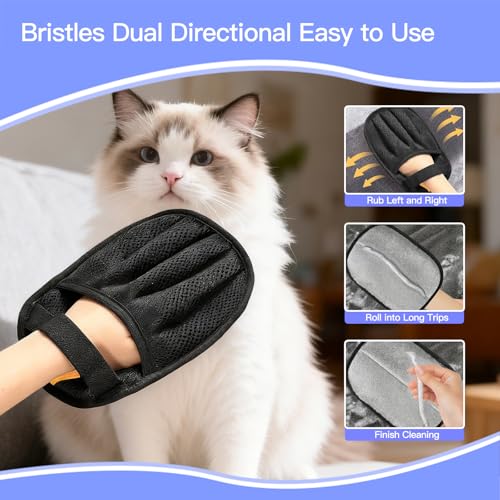 2 Packs Upgraded Pet Hair Removal Gloves for Dogs & Cats, Thickened Electrostatic Pet Hair Remover Gloves, Reusable Magic Brush Pet Hair Remover Tool for Couch, Carpet, Car Seat(Black) - color: pet hair removal glove 2pcs