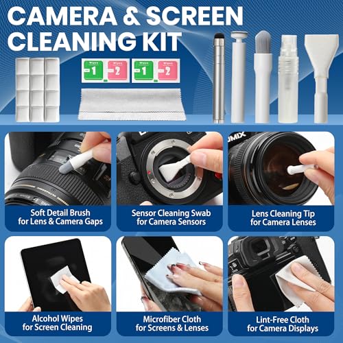 2026 Upgrade Phone Cleaning Kit 57PCS, iPhone Cleaning Kit, Airbud Cleaning Kit for AirPods, Keyboard Cleaning Kit, Charging Port Cleaner for Apple Lightning/Android USB-C (White, with 10 Mini Brush) - color: White (57PCS)
