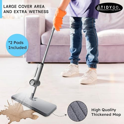 Spray Mop with Microfiber Cleaning Pads, Paddle Brush, 360° Swivel Head, and 250 mL Refillable Bottle, Deep Floor Bathroom, Kitchen, and Whole Home Clean, Includes Paddle Brush