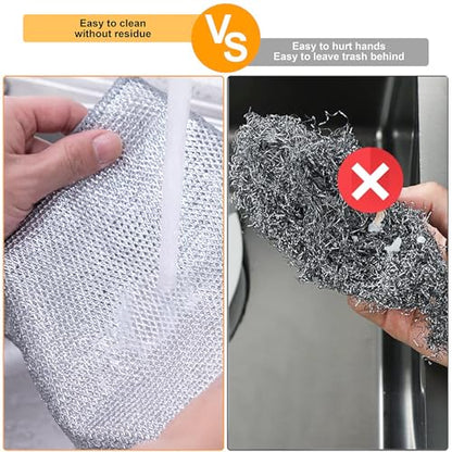 10 Pack Reusable Steel Wire Scrub Cloths, Heavy-Duty Double-Layer Cleaning Pads for Kitchen, Dishes, Oven & Sink - color: 10 Pairs of Double-layer Cloths