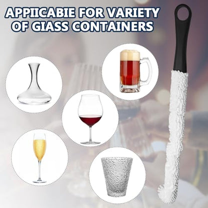 Litoexpe 3 Pieces Decanter Cleaning Brush with 400 Pieces Cleaning Beads, Wine Glass Cleaner Brush Flexible Bottle Cleaning, Household Cleaning Tools for Wine Decanters, Goblets, Cups (Black)