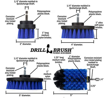 Grout Cleaner Kit - Bathroom Drill Brush Attachment Set - Household Cleaning Supplies - Shower Cleaner - Tub Scrubber - Toilet Brush - Spotless Tiles - Power Scrubbing Nylon Bristles - color: Blue