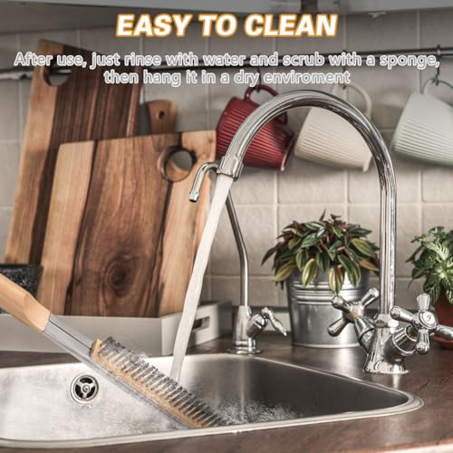 Aolso Pizza Oven Brush, 21" Brush and Stainless Steel Scraper for Pizza Stone, BBQ Grill Cleaning Brush Non Scratch Heat Proof Stainless Steel Bristles with Screwdriver for Pizza Oven Accessories - size: 21" Stainless Steel Bristles
