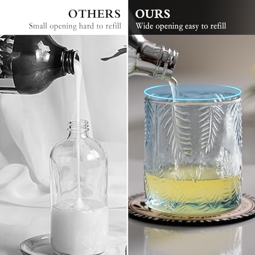 CICUFY Glass Foam Soap Dispenser for Kitchen & Bathroom - Refillable Liquid Soap Dispenser with Large Silver Pump (Leaf Pattern-Blue) - color: Blue, style: Foam/Leaf Pattern