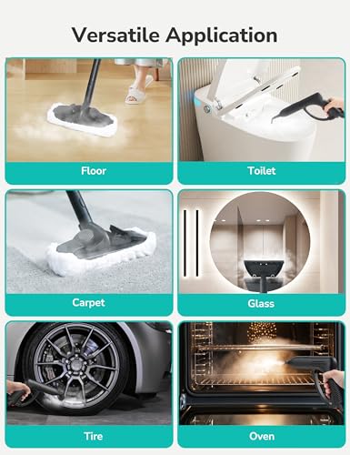 Steam Cleaner, 293°F 58 PSI Powerful Multipurpose Handheld Steam Mop for Home, Built-in Storage, 21 Attachments, 50Oz Capacity, Heavy Duty Canister Steamer for Carpet, Floor, Car, Tile, Crack