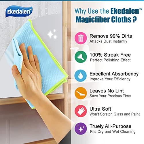 Microfiber Cleaning Cloth Lint Free Glass Cleaner Window Polishing Streak Free Miracle Easy Clean Rag Reusable for Mirror Kitchen Dish Auto Detailing,Pack of 8, 12'' x 16'', Light Blue - color: Light Blue, 12 X 16 Inch