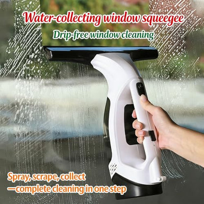 Cordless Window Vacuum Cleaner, Handheld Glass Cleaning Vacuum with 150ml Tank Telescopic Pole Spray Bottle Microfiber Squeegee Adjustable Nozzle for Windows Mirrors Tiles Shower Cleaning