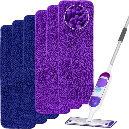 Aifacay Reusable Mop Pads Compatible with Swiffer PowerMop,Power Mop Pad Refill Pads Washable 15.3 * 5.1 Inch, Microfiber Replacement Pad for Multi-Surface Floor Cleaning 6 Pack - color: 6 Pack：purple and Navy Blue