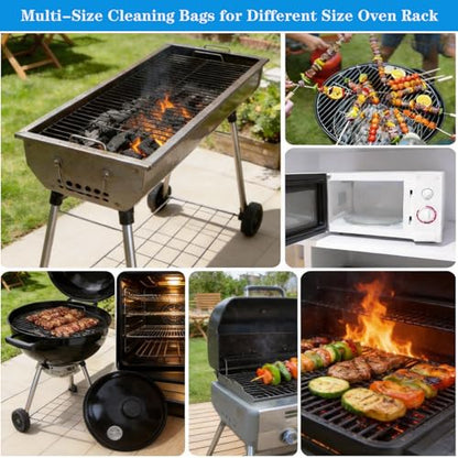 Oven Rack Cleaning Bags, Heavy Duty No Scrub Oven Rack Cleaning Bags, Reusable Leak-Resistant PE Bags for Deep Soaking Grill Grates, BBQ Racks, No Cleaner Included, 5 Pack (27.5''*19.6'') - size: 1 Count (Pack of 5)