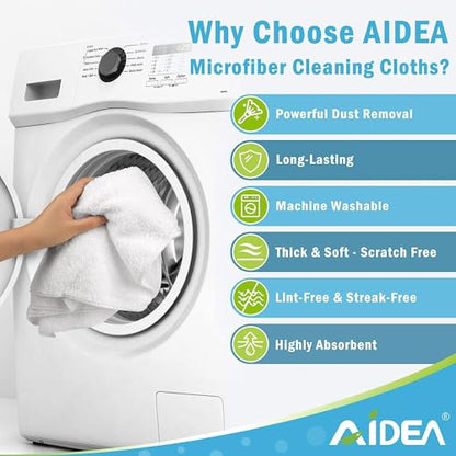 AIDEA Microfiber Cleaning Cloth White 50PK, Cleaning Rags, Lint Free Microfiber Towels, Kitchen Towels Dusting Cloth, Wash Cloths, Dish Rags White, 12"x 12" - color: White, size: 12 in. x 12 in.